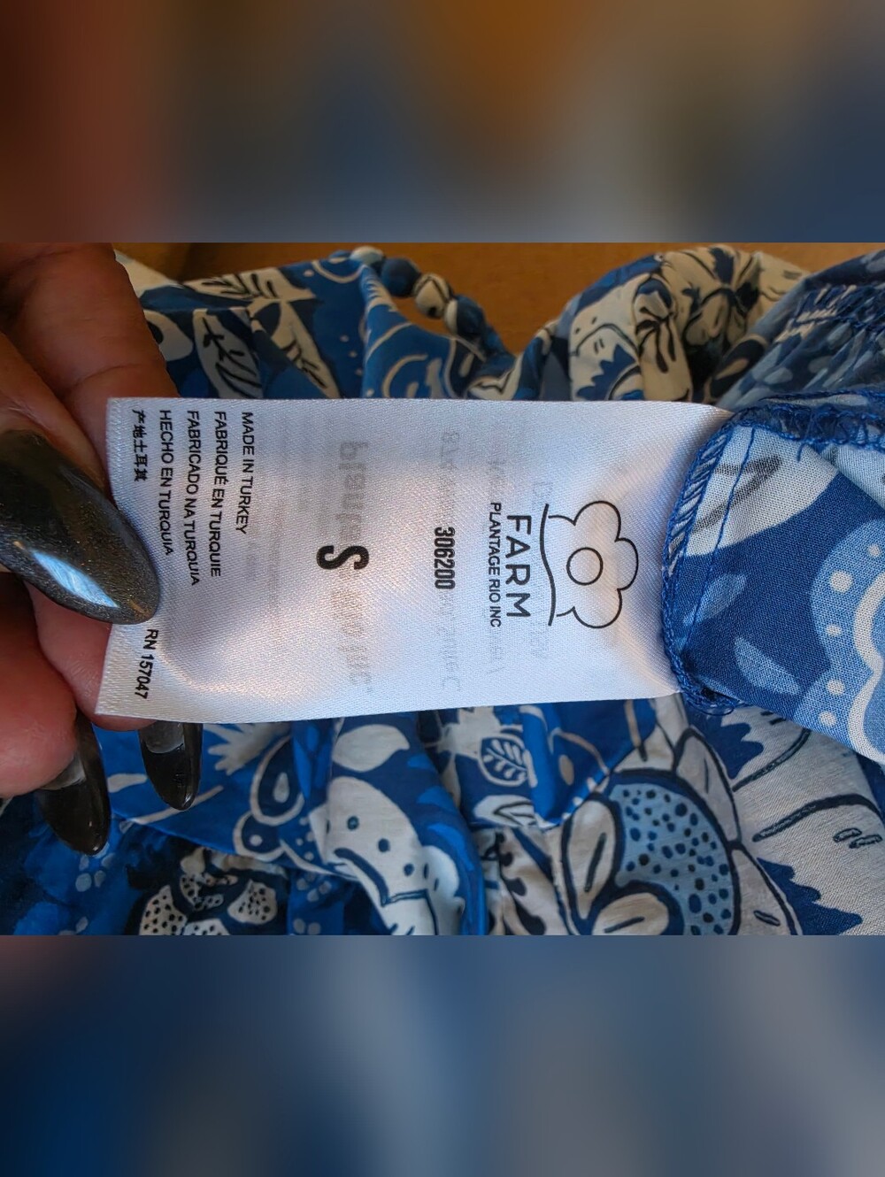 Beautifull FARM Rio Blue and White Floral Maxi Dress size S- excellent condition - Picture 9 of 10